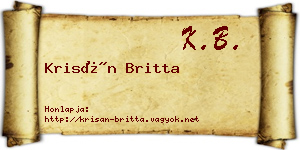 Krisán Britta névjegykártya